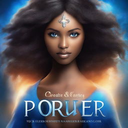 Create a blue fantasy book cover with the title 'Power'