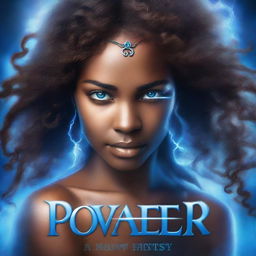 Create a blue fantasy book cover with the title 'Power'