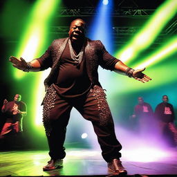 A powerful and electrifying scene featuring Busta Rhymes performing a remix of his hit song 'Dangerous' by MakabrosRitmos