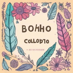 Create a boho-themed book cover for a children's coloring book