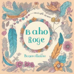 Create a boho-themed book cover for a children's coloring book