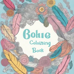 Create a boho-themed book cover for a children's coloring book with an Indian touch