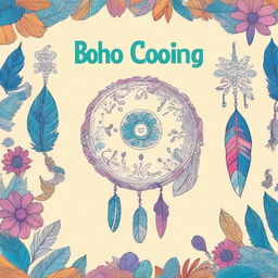 Create a boho-themed book cover for a children's coloring book with an Indian touch