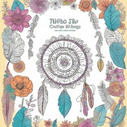 Create a boho-themed book cover for a children's coloring book with a Hindustani touch