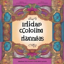 Create a book cover for a children's coloring book with an Indian theme