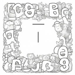 Create a vibrant and playful cover page for an alphabet coloring book