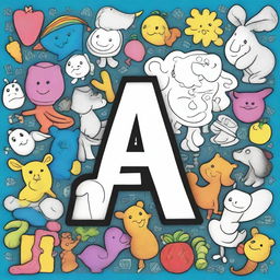 Create a vibrant and playful cover page for an alphabet coloring book