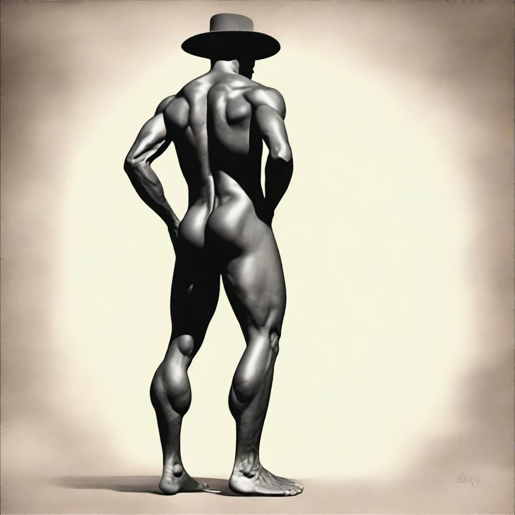 Create an image of a slim, waifish man viewed from the back