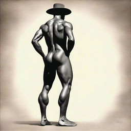 Create an image of a slim, waifish man viewed from the back