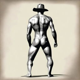 Create an image of a slim, waifish man viewed from the back