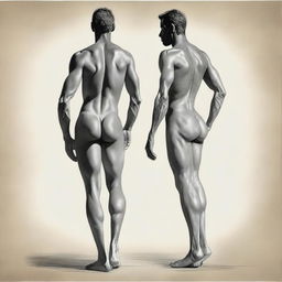 Create an image of a slim, waifish man viewed from the back