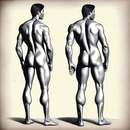 Create an image of a slim, waifish man viewed from the back