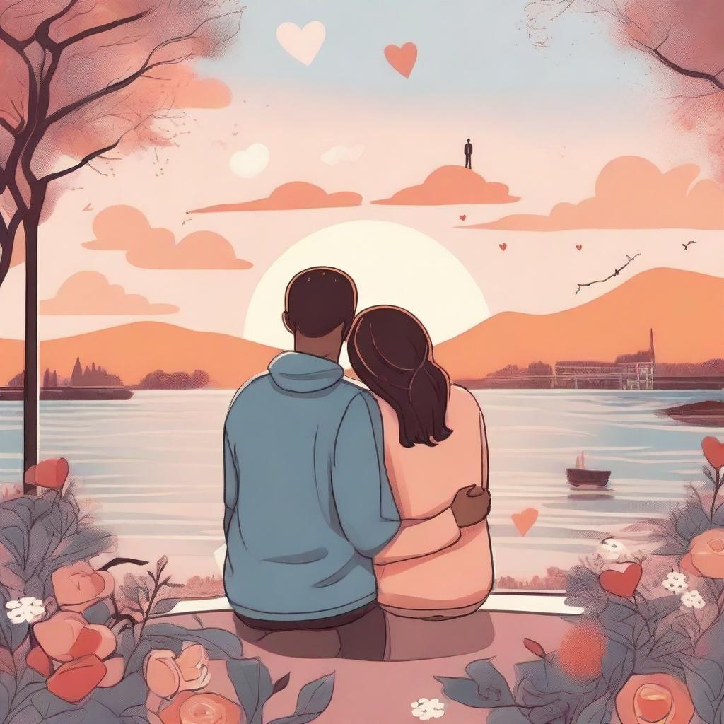 A heartwarming illustration titled 'All The Reasons Why I Love You' featuring a couple in a romantic setting