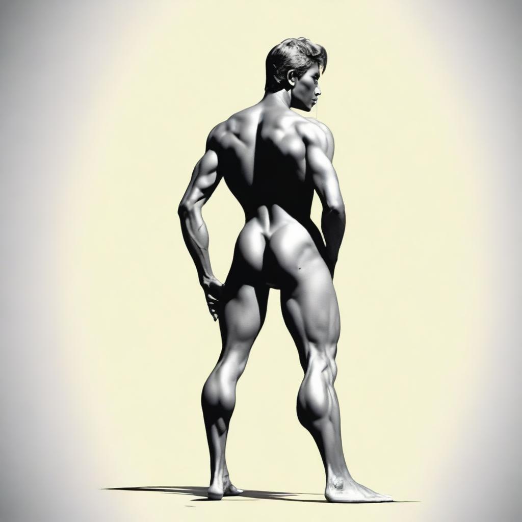 Create an image of a slim, waifish man viewed from the back