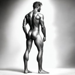 Create an image of a slim, waifish man viewed from the back