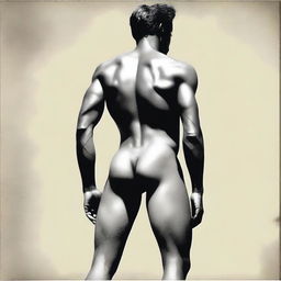 Create an image of a slim, waifish man viewed from the back