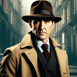 A detective movie poster featuring Lee Pace as the main character