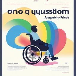 A movie poster with the title 'One Question: Disability Pride'