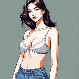 A tasteful and artistic depiction of a person wearing a short bra, focusing on the fashion and design of the garment