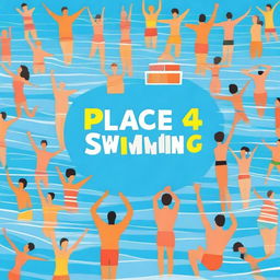 A vibrant and inviting cover photo featuring the words 'Place 4 Swimming' in bold, stylish font