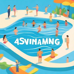 A vibrant and inviting cover photo featuring the words 'Place 4 Swimming' in bold, stylish font