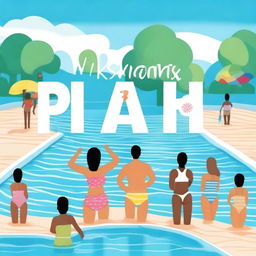 A vibrant and inviting cover photo featuring the words 'Place 4 Swimming' in bold, stylish font