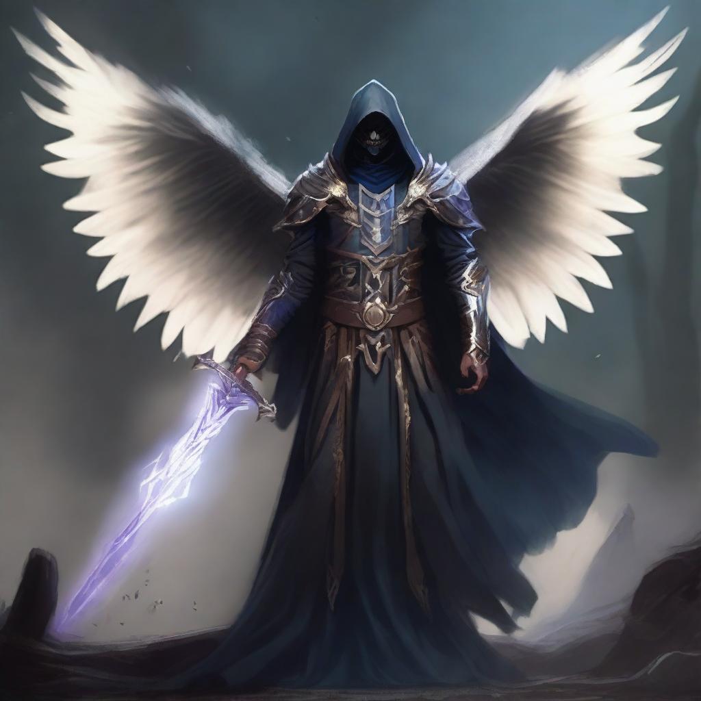 Create an image of a fallen aasimar hexblade warlock