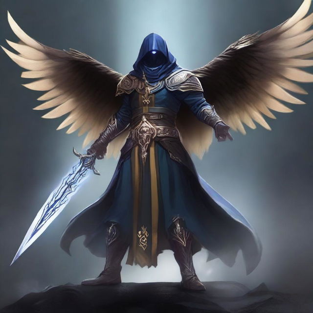 Create an image of a fallen aasimar hexblade warlock