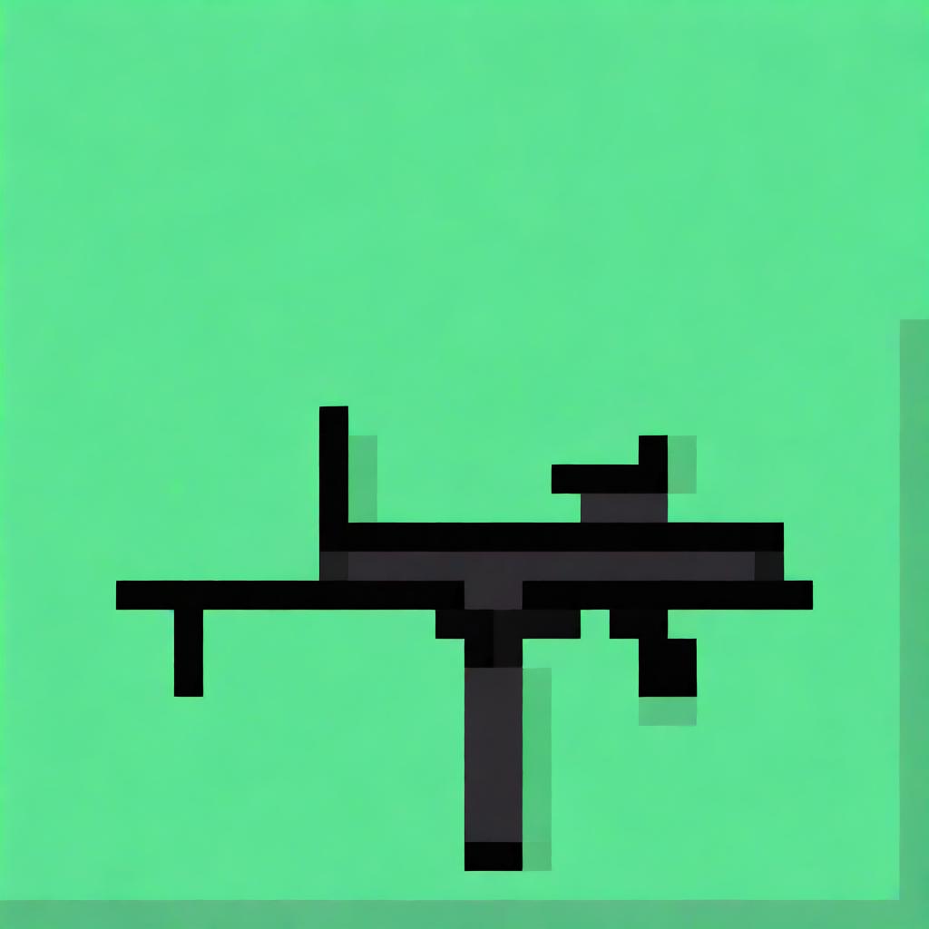 Create a highly detailed 3D pixel art version of an MP7 submachine gun in a 32x32 pixel grid