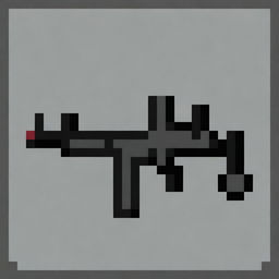 Create a highly detailed 3D pixel art version of an MP7 submachine gun in a 32x32 pixel grid