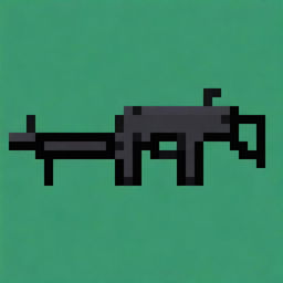 Create a highly detailed, 3D pixel art version of an MP7 submachine gun in a 32x32 pixel grid