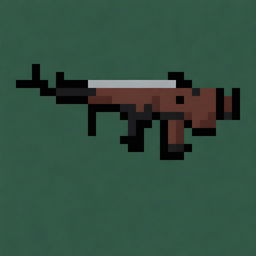 Create a highly detailed, 3D pixel art version of an MP7 submachine gun in a 32x32 pixel grid