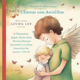 Crie uma capa de livro mostrando a amizade de um menino de 7 anos com um anjo que visita o seu quarto toda noite