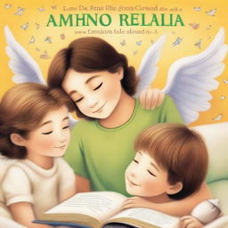 Crie uma capa de livro mostrando a amizade de um menino de 7 anos com um anjo que visita o seu quarto toda noite