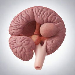 Illustration of a medical diagram showing a pheochromocytoma, a rare tumor of the adrenal glands, featuring the internals of the organ and the tumor. Visualize it in a realistic, medically accurate style.