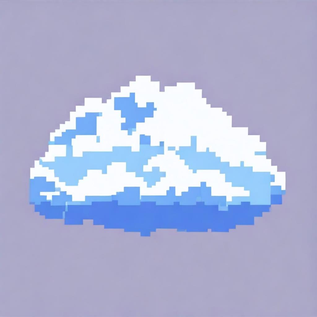 A cloud in pixel art style, featuring soft and fluffy edges with a simple and minimalistic design