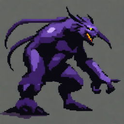 A beast in pixel art style, featuring menacing and fierce characteristics