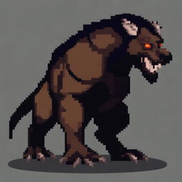 A beast in pixel art style, featuring menacing and fierce characteristics