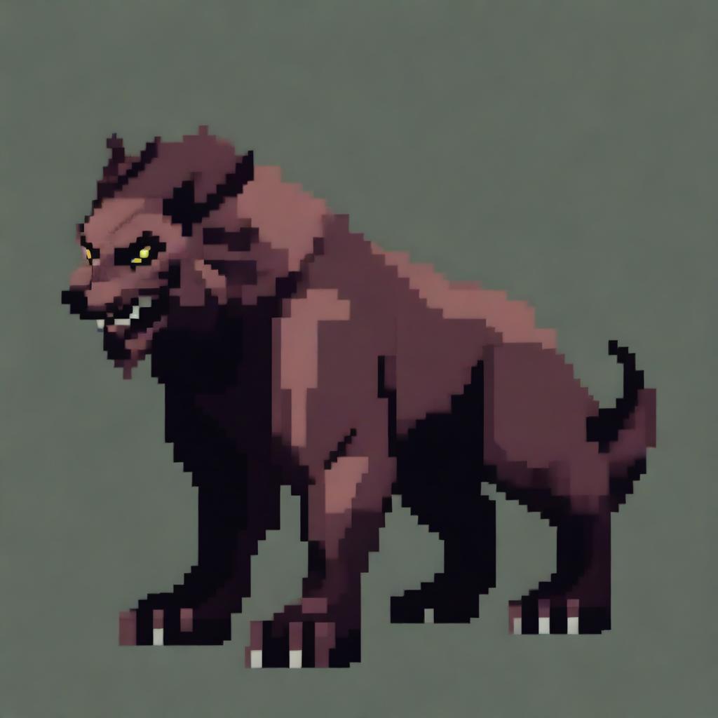 A realistic beast in pixel art style, showcasing detailed textures and lifelike features