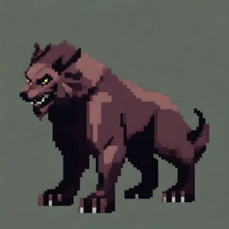A realistic beast in pixel art style, showcasing detailed textures and lifelike features
