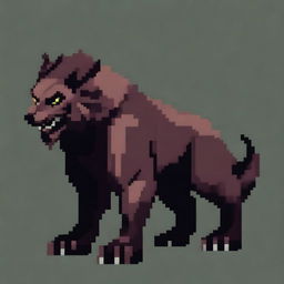 A realistic beast in pixel art style, showcasing detailed textures and lifelike features