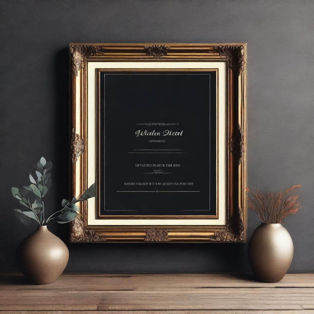 A horizontal vintage art frame mockup with dimensions 11x9 inches