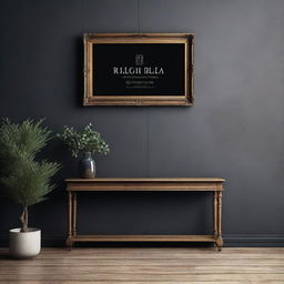 A horizontal vintage art frame mockup with dimensions 11x9 inches