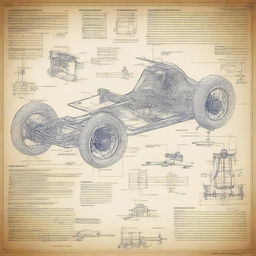 Detailed blueprints for constructing a buggy with a motorcycle engine