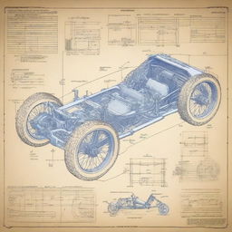 Detailed blueprints for constructing a buggy with a motorcycle engine