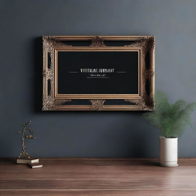 A horizontal vintage art frame mockup with dimensions 8x6 inches