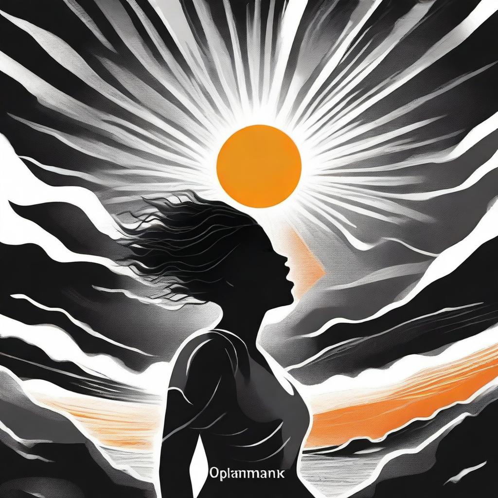 A black and white illustration for a spiritual book cover titled 'O Sol Depois da Tempestade' by Tauane Hasselmann