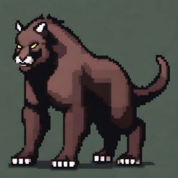 A large, realistic beast in pixel art style, showcasing detailed textures and lifelike features