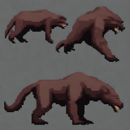 A large, realistic beast in pixel art style, showcasing detailed textures and lifelike features