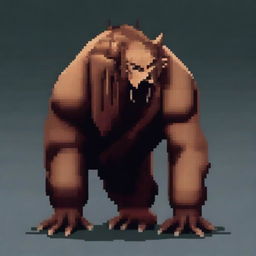 A large, realistic beast in pixel art style, showcasing detailed textures and lifelike features